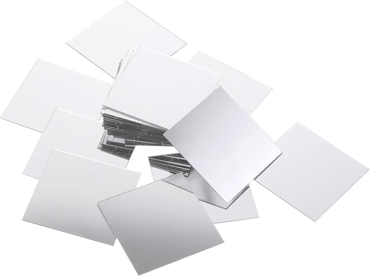 50 Stuks Kleine Spiegels, 5x5cm Vierkante Zelfklevende Spiegels voor Creatief Gebruik, Mozaïek Tegels voor Wanddecoratie en Badkameraccessoires