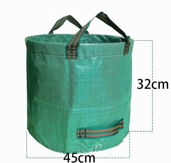 Tuinzakken - Zakken voor het verzamelen van bladeren in de tuin en op het erf - Waterdichte geweven zakken - Groen - 50 liter - Vuilniszakken voor het terras - Zakken voor bladeren en gazonafval - Geschikt voor diverse tuinartikelen met veel bladeren — afbeelding 2