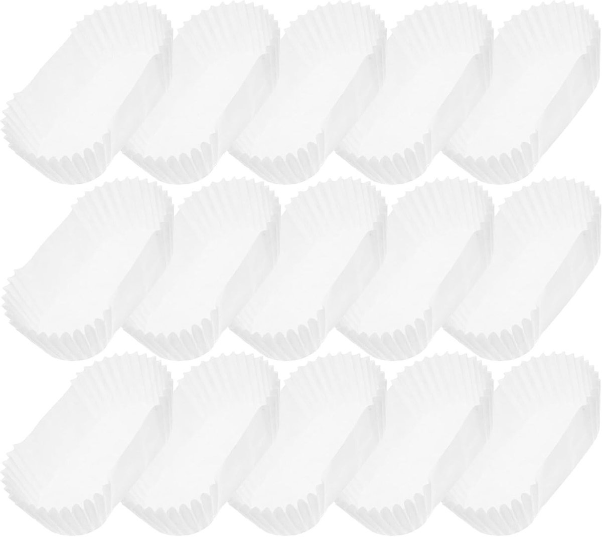 1000 Stuks Ovalen Papieren Broodvormen voor Taarten en Brood - Ribbelpapier Mallen voor Muffins, Cupcakes en Mini Snacks (Wit)