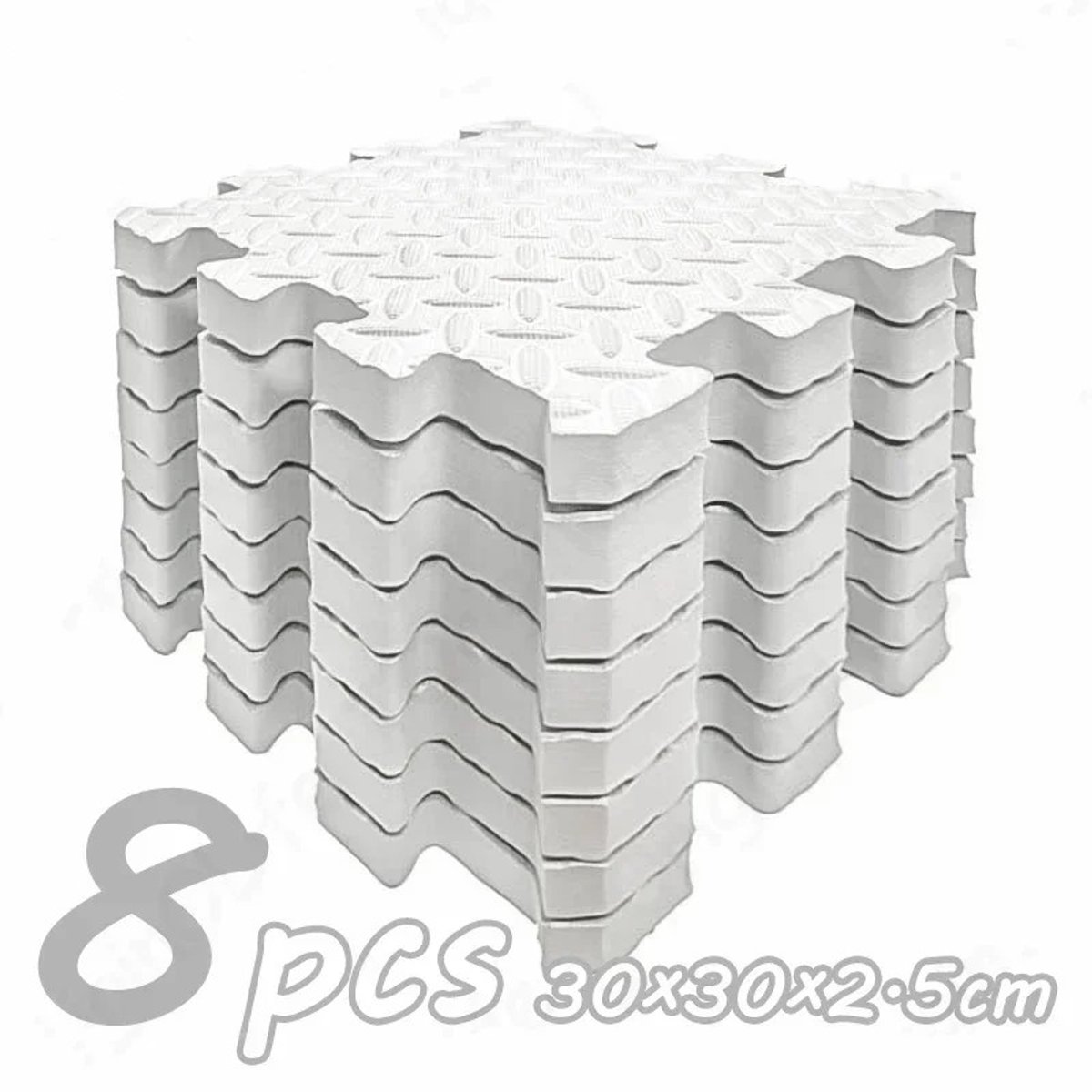 Velmio Speelmat - 8 Stuks - Foam tegels - Fitnessmat - 2.5 cm Extra dik - Vloer padding - 30x30cm - Puzzelvloer - Wit -