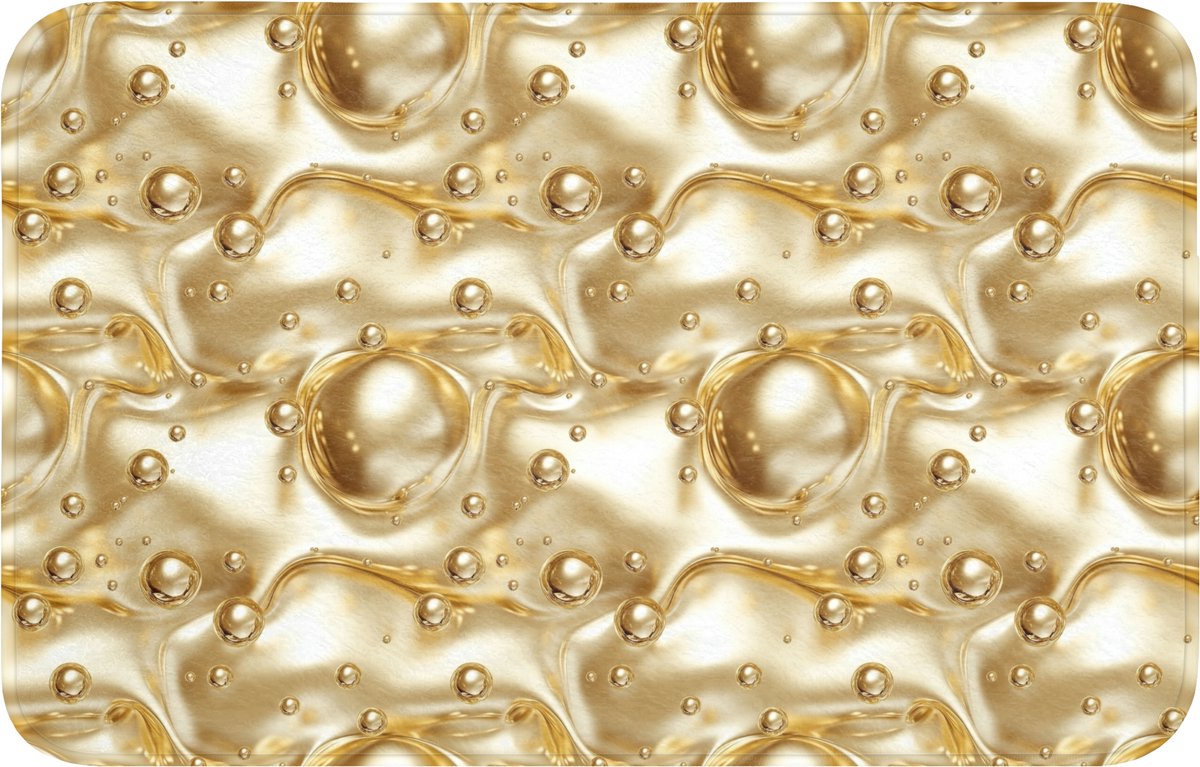 WC mat 80x50 cm - Antislip - Vloeibaar - Druppels - Goud - Toiletmat - Vloermat - Douchema