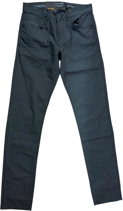 Donkergrijze PME Legend Nightflight jeans in regular fit met subtiele weving en klassieke broekzakken.