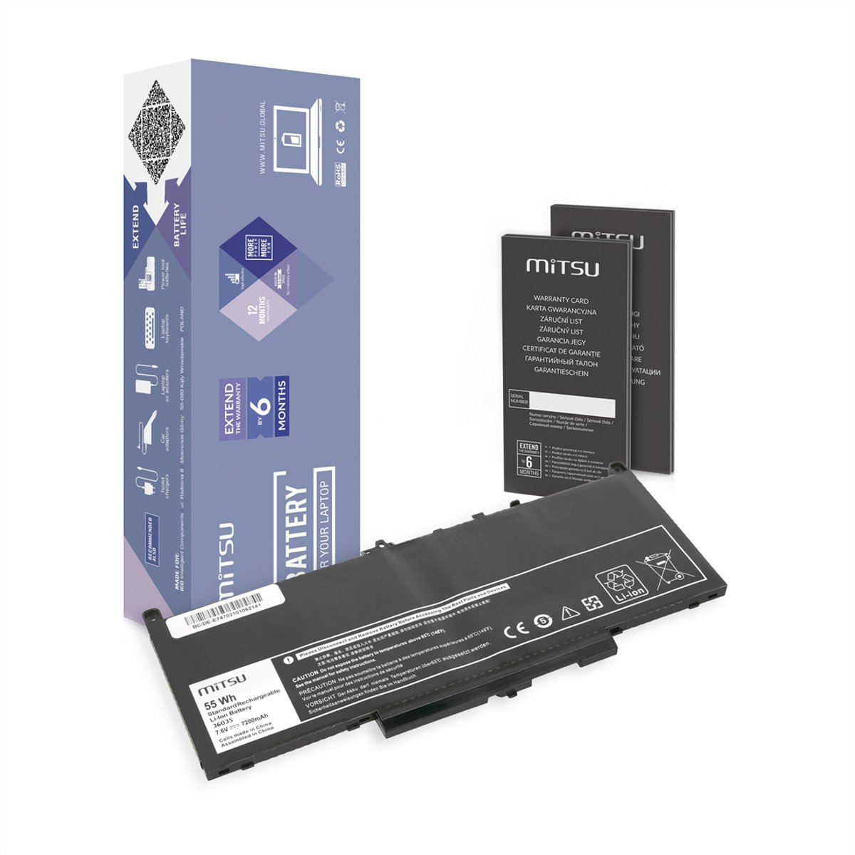 Mitsu - Laptopbatterij - Hoge Capaciteit - Nizow Piemność - Geen Geheugeneffect