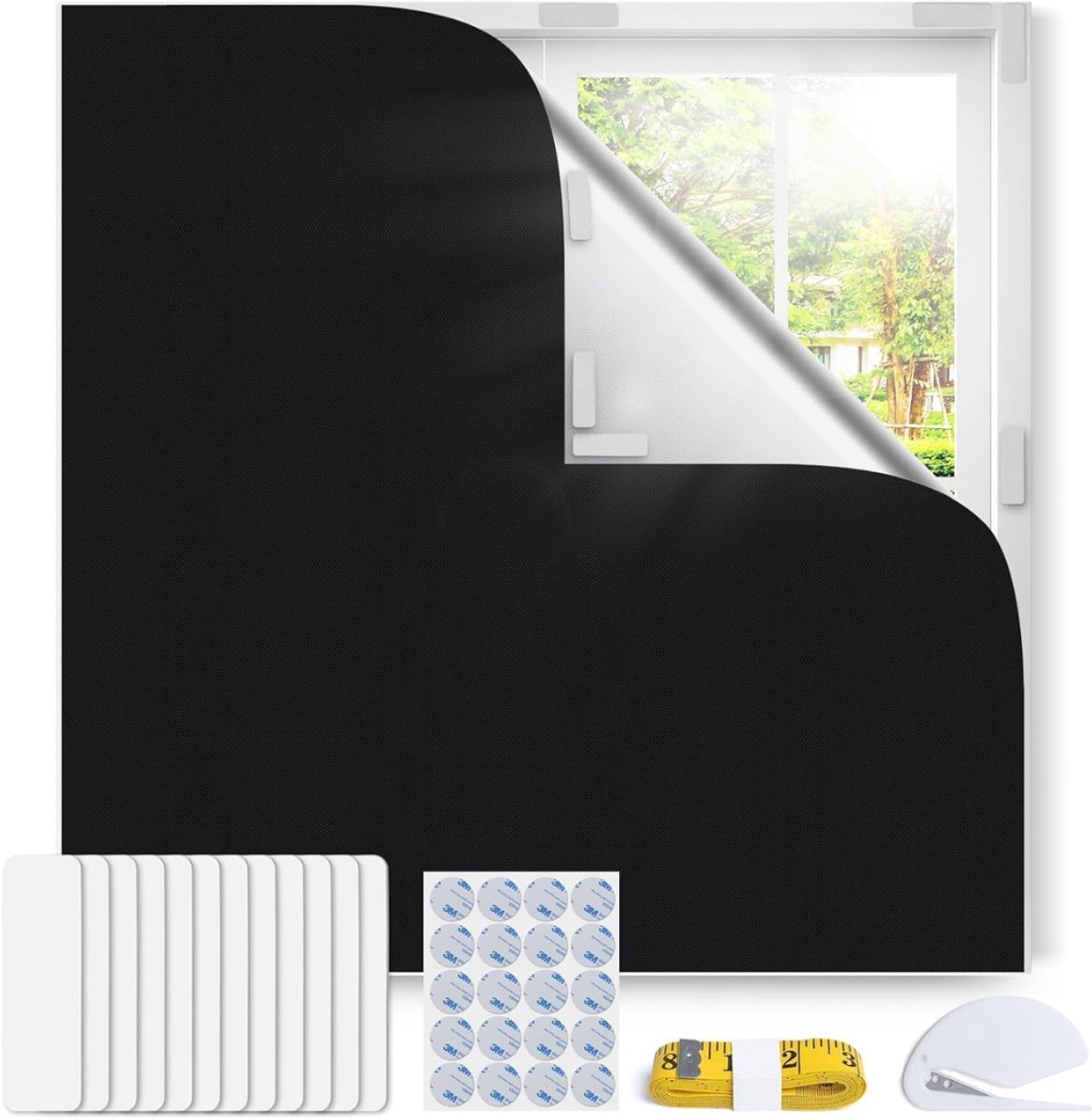 HEZIVO® Verduisteringsdoek - Zonwering Raam - 100% Verduisterend Raamfolie - Zonwerend en Isolerend - 145x100 cm