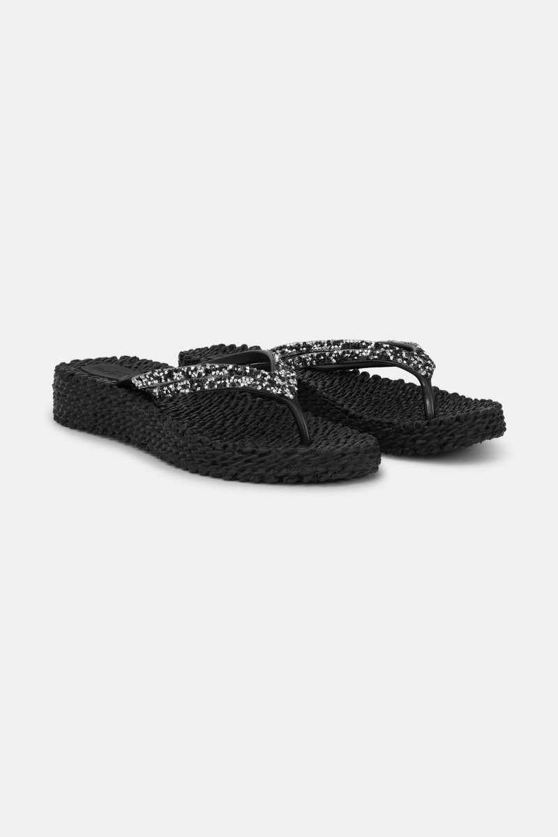 Platform slippers met zilveren mix strass steen CHEERFUL15