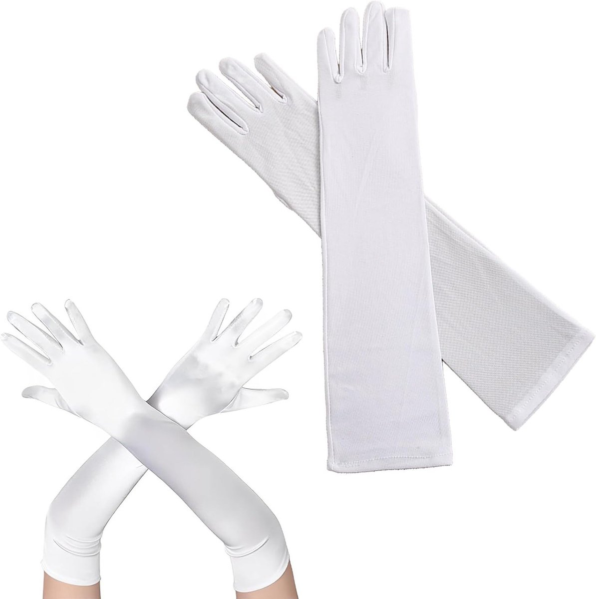 Elegante lange witte fluwelen handschoenen voor vrouwen, perfect voor bruiloften, avondkleding en kostuums