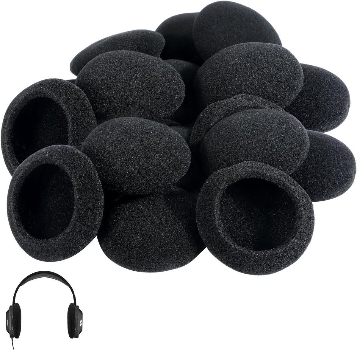 Vervangende Oorkussens voor Hoofdtelefoon - 10 Paar Zachte Foam Oorkussens van 50mm in Zwart voor Comfort en Geluidsisolatie