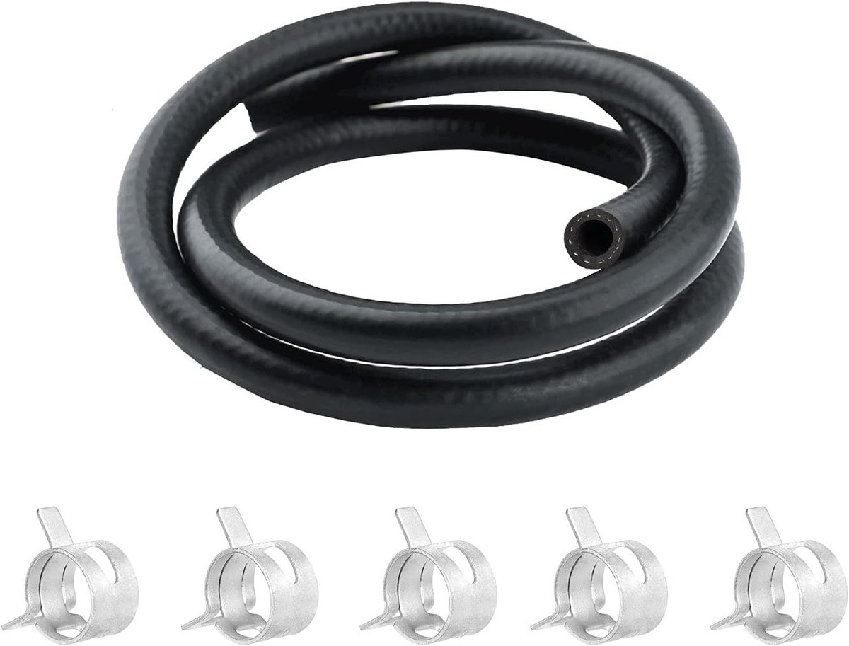 1 Meter 25/64" Ø 10mm Brandstofslang Set met Klemmen voor Boot, Marine, Diesel en Benzinegebruik