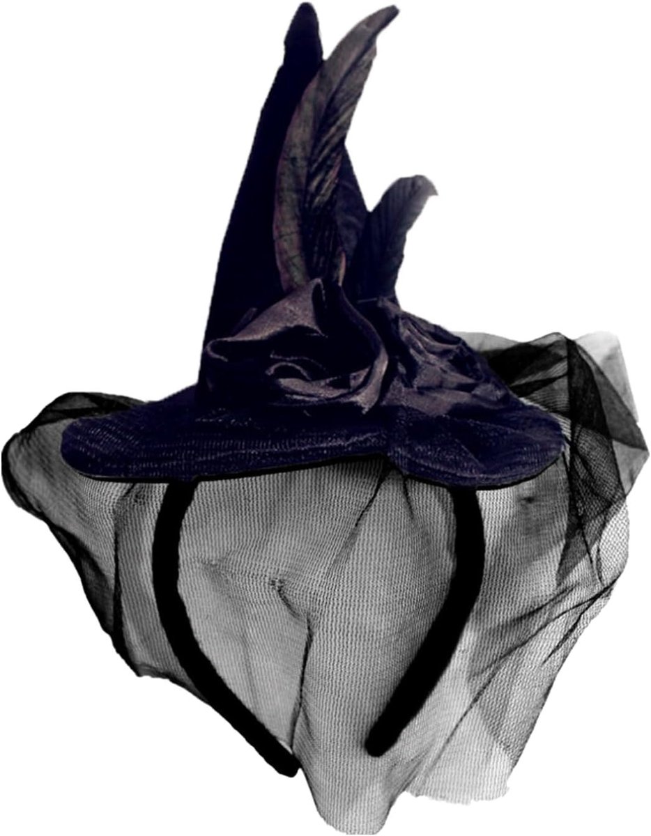 Verleidelijke Hekkenhoed met Veertjes voor Halloween, Carnaval en Themafeesten - Perfecte Accessoire voor Kostuumfeesten
