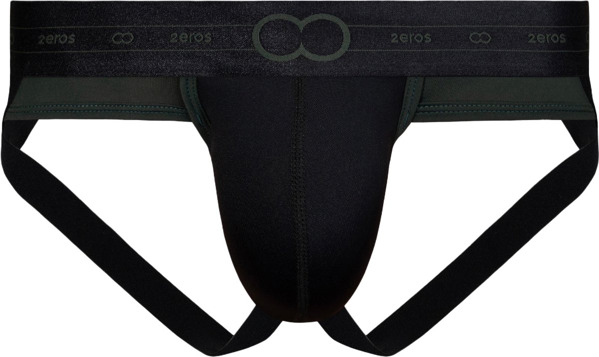 2EROS AKTIV Pegasus Jockstrap Black/Green - MAAT M - Heren Ondergoed - Jockstrap voor Man - Mannen Jock
