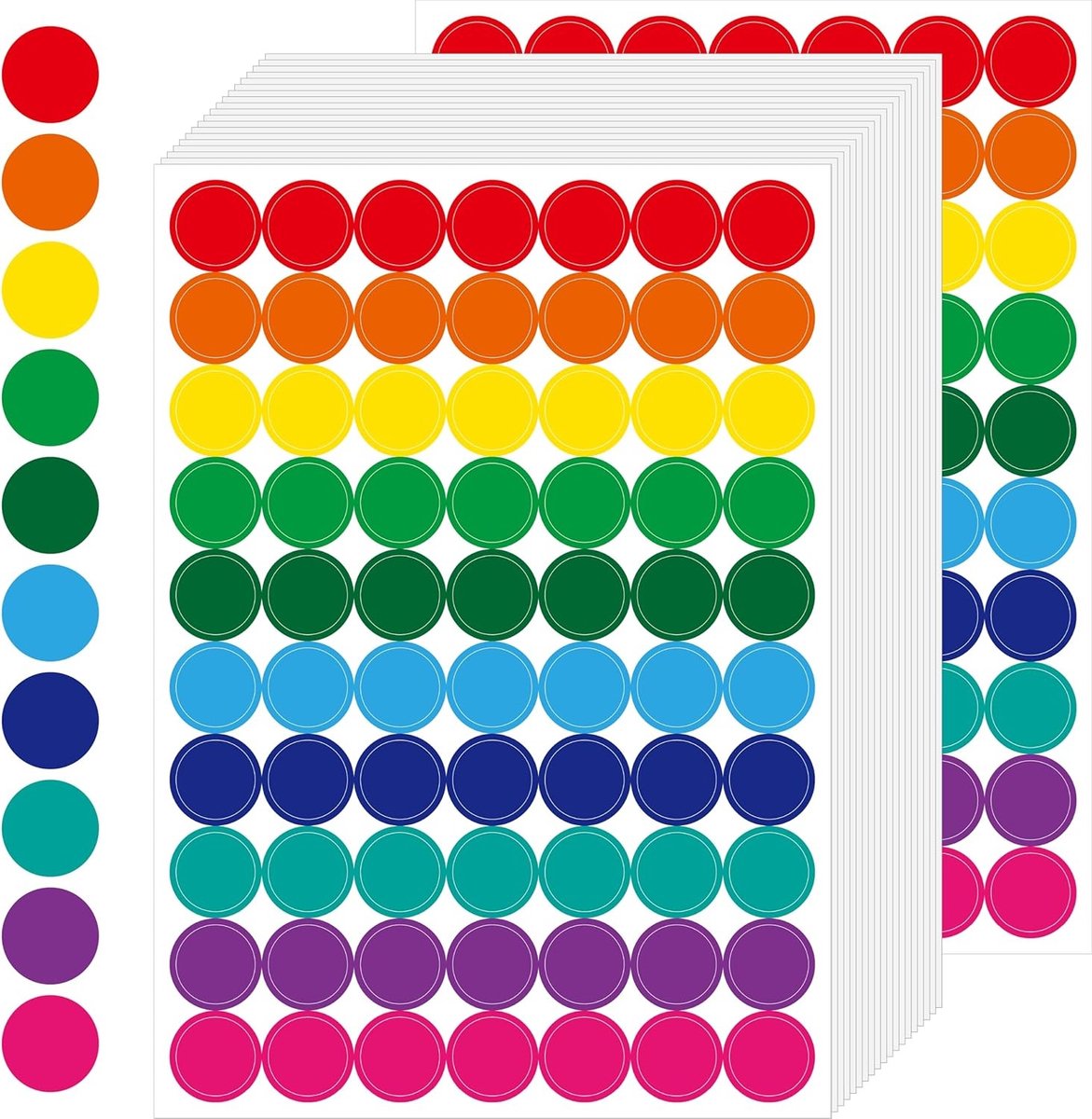 1400 Kleurrijke Dots Stickers voor Organisatie, Labelen en Decoratie in Huis, Kantoor en School