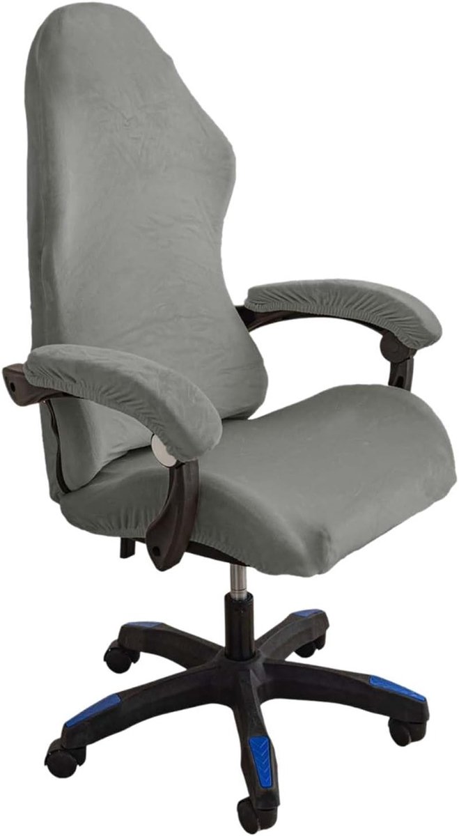Verstelbare Gaming Stoelhoezen met Armleuningen - Wasbare en Antislip Bescherming voor Kantoorstoelen - Lichtgrijs, Geschikt voor Diverse Stoeltypen