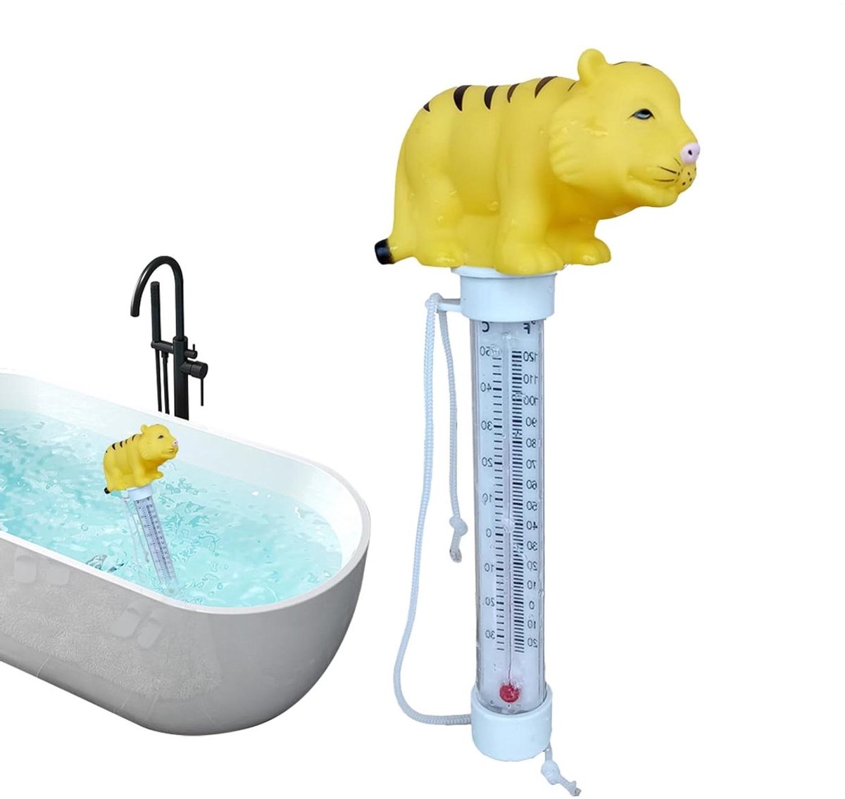 Watertemperatuurmeter - Zwembad Thermometer - Waterkwaliteit Controleren - Drijvend Ontwerp - 20.4 cm Lengte - Tijger