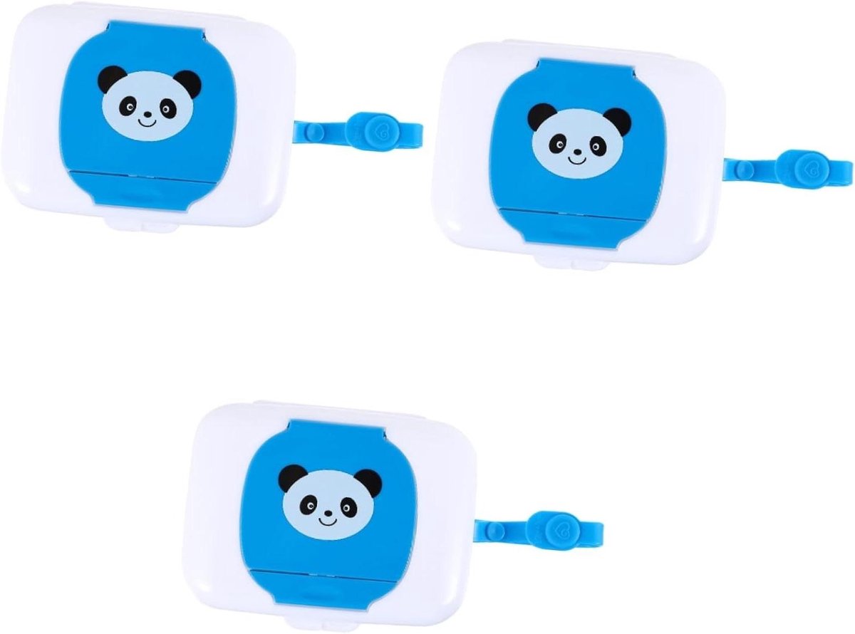 Babydoekjes Houder - Natte Tissues Dispenser - Onderweg Gebruiken - Draagbaar Lichtgewicht Zakje - 3 Stuks - Blauw