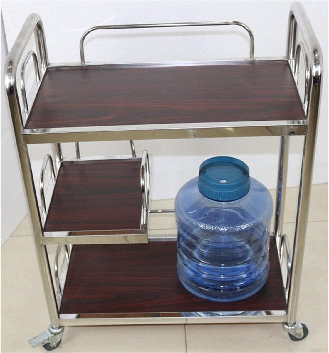 Serveertrolley op Wielen – 3-Laags Bar Cart met Wijnrek & Opbergplanken – Industriële Keuken- en Drankentrolley voor Woonkamer, Keuken & Entertainment – Mobili Bella