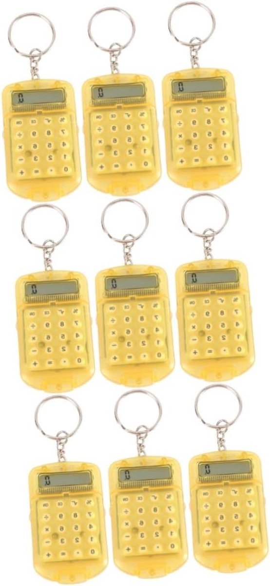 Rekenmachine Sleutelhanger - Mini Rekenmachine - Dagelijkse Berekeningen - Compact en Lichtgewicht - 9 Stuks - Willekeurige Kleuren