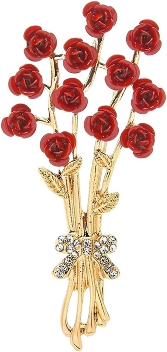 Broche Bloem - Sieraad Pin - Kleding Versieren - Exquise Enamel - 2.54 cm - Rood