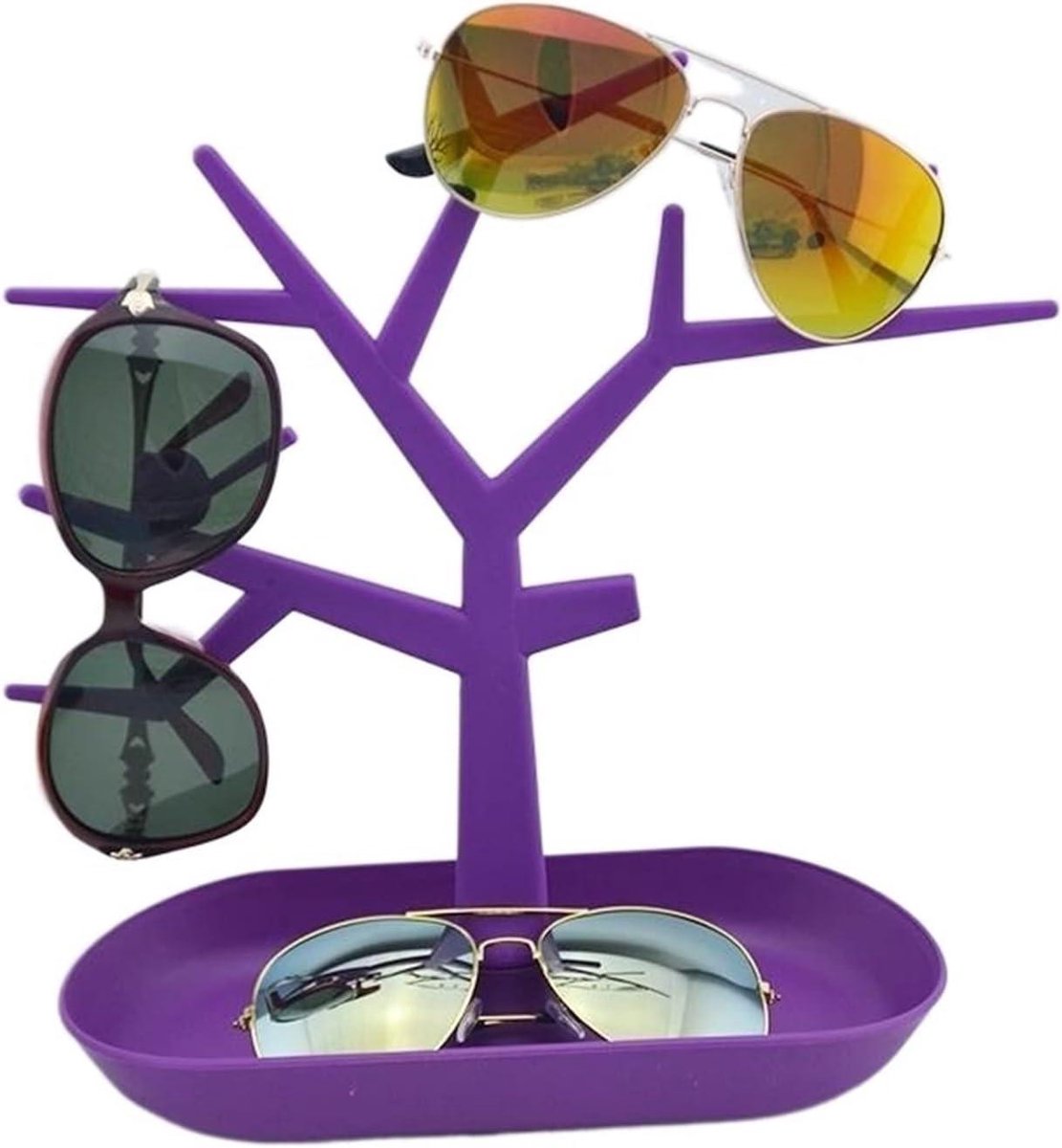 Zonnebril Display - Brillenhouder - Opbergen Accessoires - Boomvorm Ontwerp - Compact Formaat - Paars