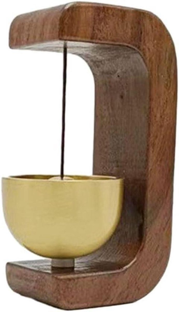 Houten Deurbel - Windgong Bel - Gast Aankomst - Magneet & Plakbevestiging - 4x7.5cm - Houtkleur