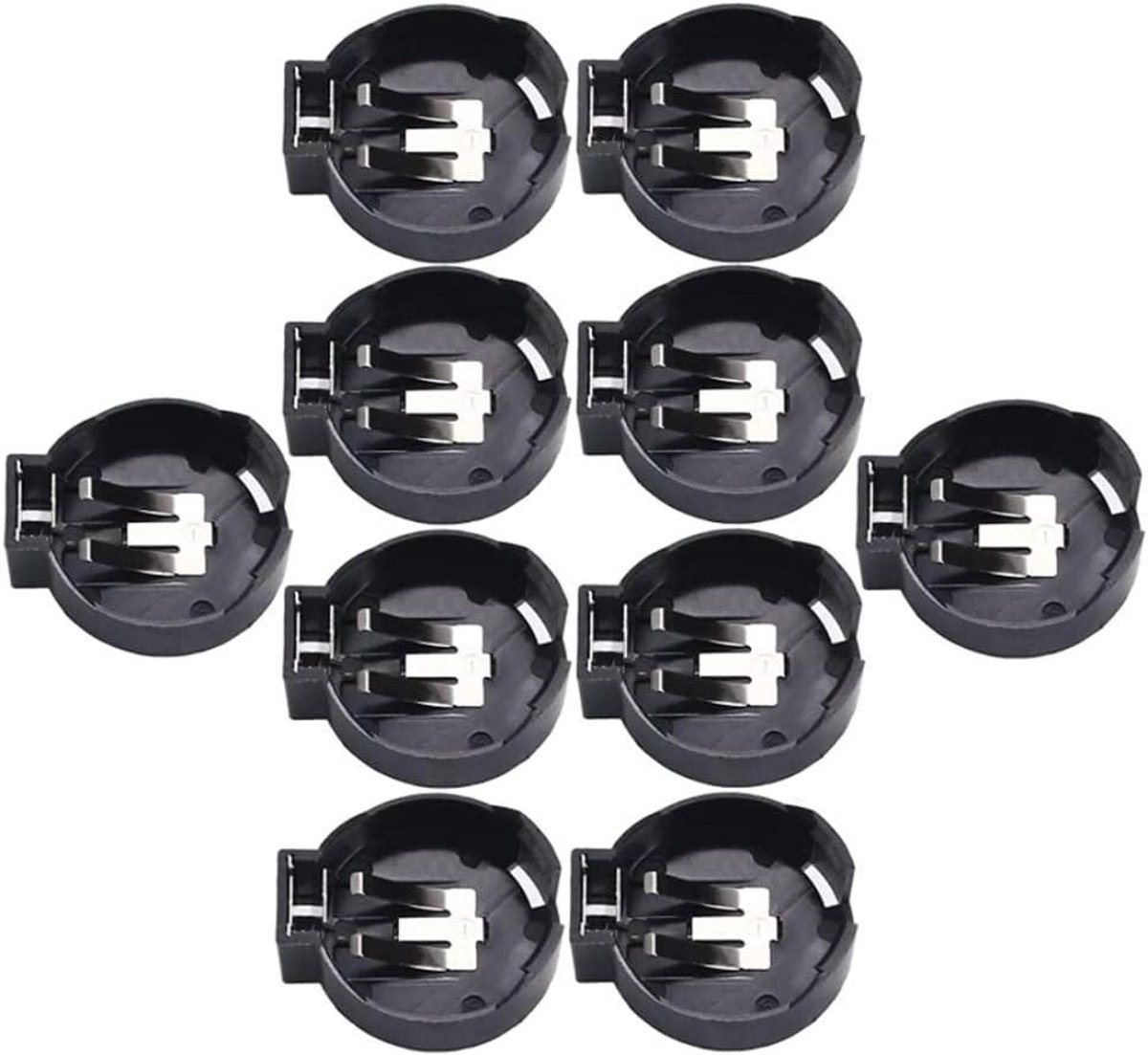 Batterij Houder - Muntcel Socket - Batterij Opslag - Kleine Formaat - 10 Stuks - Zwart