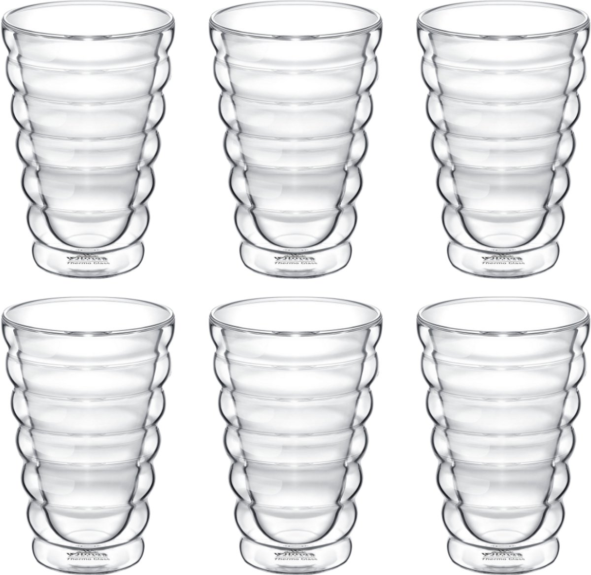 Wilmax Glas met Dubbelwand, 400 ml, 6-delige Set, WL-888418/A6