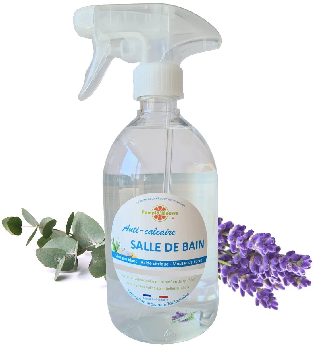 100% Plantaardige Marseille Badkamer spray reiniger LAVENDEL - ontkalkt - ontsmet - Marseille zeep 500ml