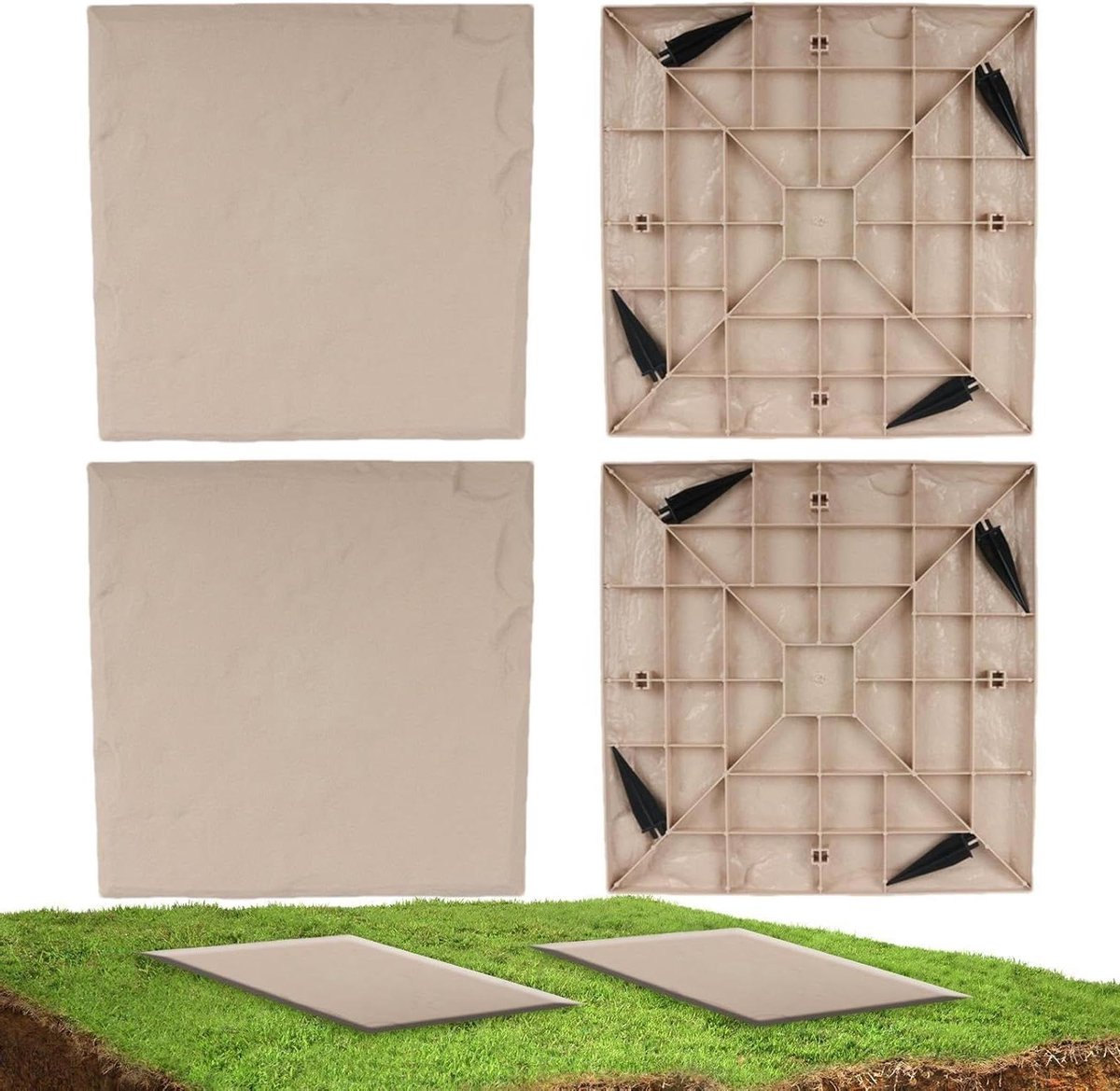 Decoratieve Stapstenen - Tuinpad Stenen - Buitenpad Aanleggen - Natuurlijke Textuur - 4 stuks - Natuurkleur