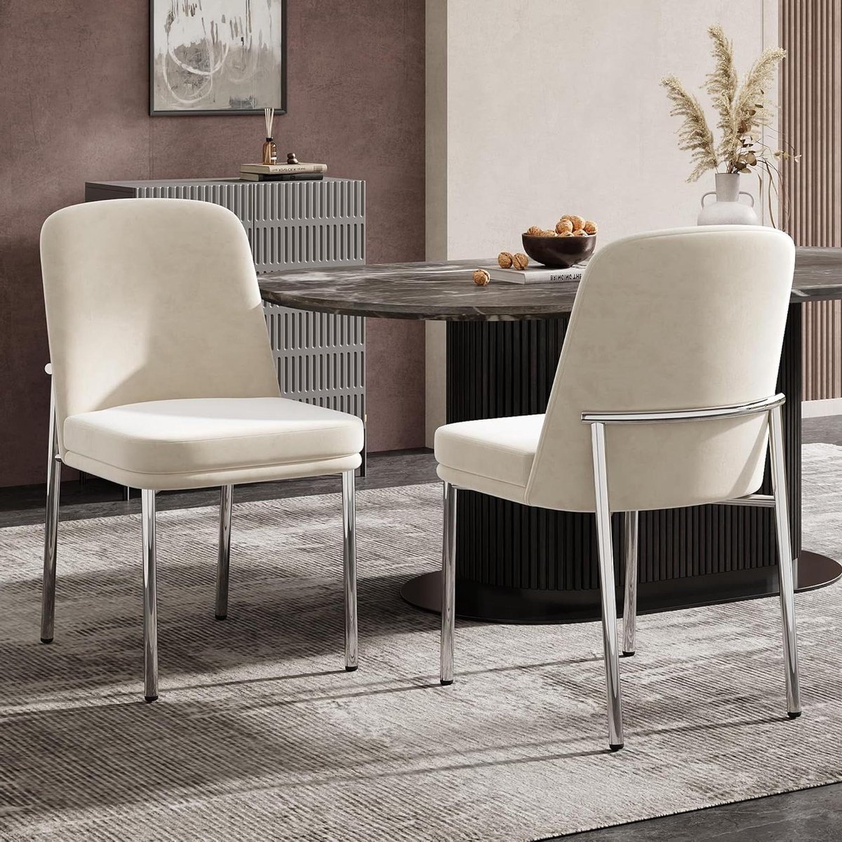 Eetkamerstoelen Set - Stoelen voor tafel - Comfortabel dineren - Zachte fluwelen bekleding