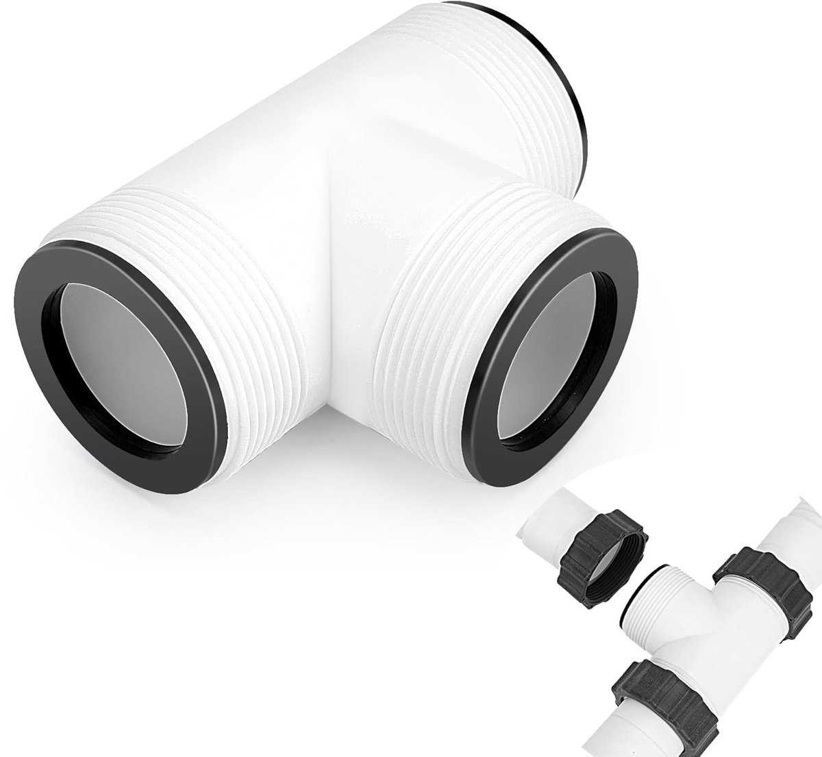 Slangkoppelingen voor zwembaden, vervangende slangadapters voor Intex Coleman zandfilterpompen, T-stukken met 3-liter ringkoppelingen en onderdelen voor inbouwzwembaden met een diameter van 1,5 inch (ongeveer 3,8 cm).