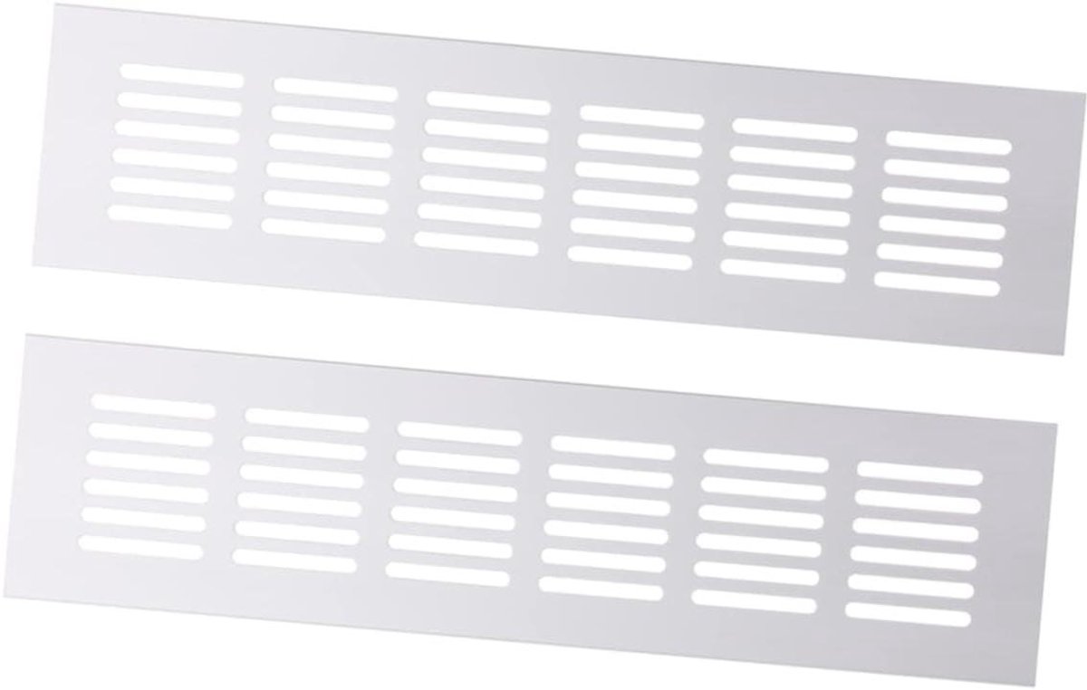 Rechthoekig Kastrooster - Ventilatie rooster - Meubel ventilatie - Duurzaam aluminium - 25x5x1cm - Zilver