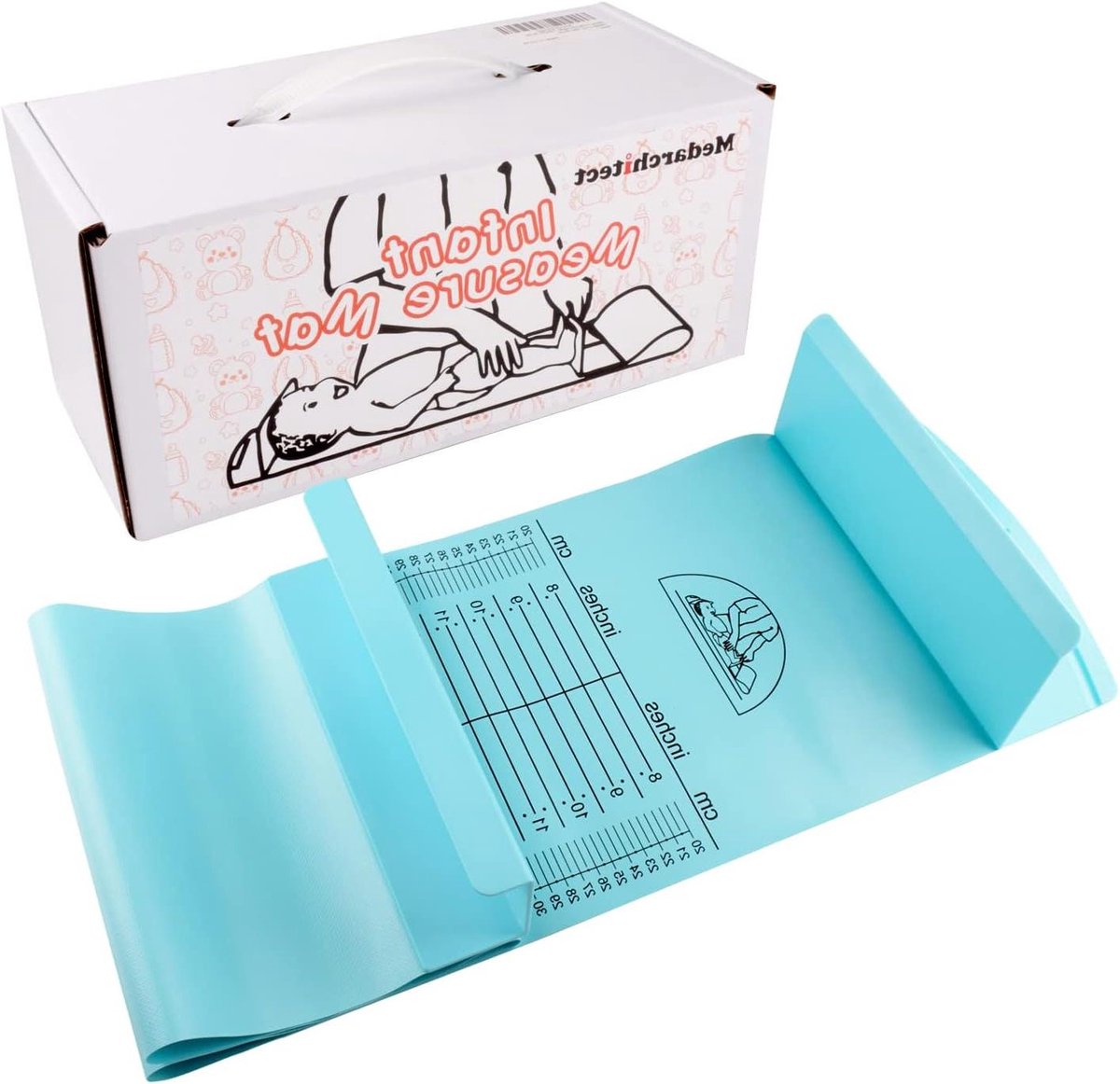Baby Hoogte Liniaal - Meetmat Baby - Babygroei Volgen - Vast Kopstuk - 0-99 cm - Blauw