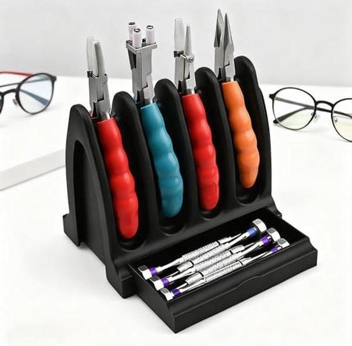 Brillen reparatieset - Optisch gereedschap - Bril onderhoud - Precisie schroevendraaiers - 6 schroevendraaiers 4 tangen - Zilver