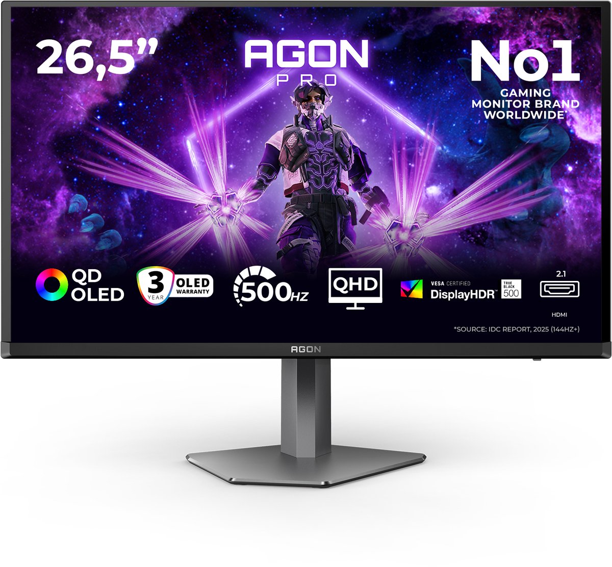 AOC AGON PRO AG276QKD2 - QHD QD-OLED Gaming Monitor - 500hz - HDR500 - HDMI 2.1 - DP 2.1 - 27 inch