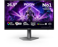 AOC AGON PRO AG276QKD2 - QHD QD-OLED Gaming Monitor - 500hz - HDR500 - HDMI 2.1 - DP 2.1 - 27 inch
