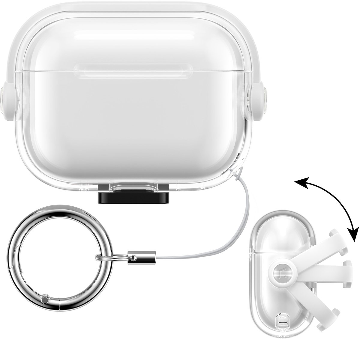 kwmobile transparante koptelefoonhoes voor Apple Airpods Pro 2 / Pro 1 - Hoesje van TPU met veiligheidssluiting - transparant