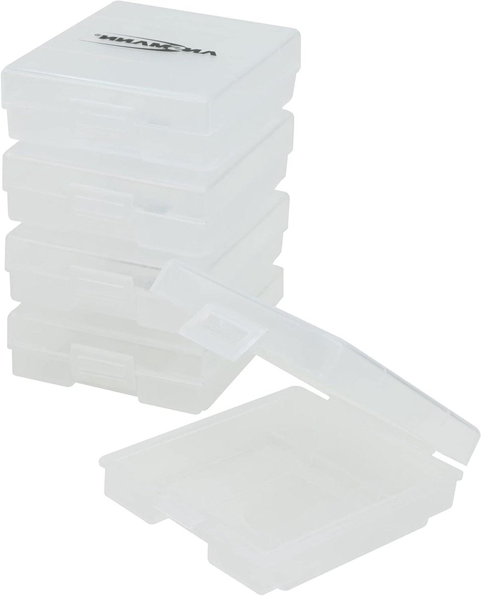Accubox Batterijen - Opbergdoos Cellen - Batterijen Opbergen - Bescherming Kortsluiting - 5 Stuks - Transparant