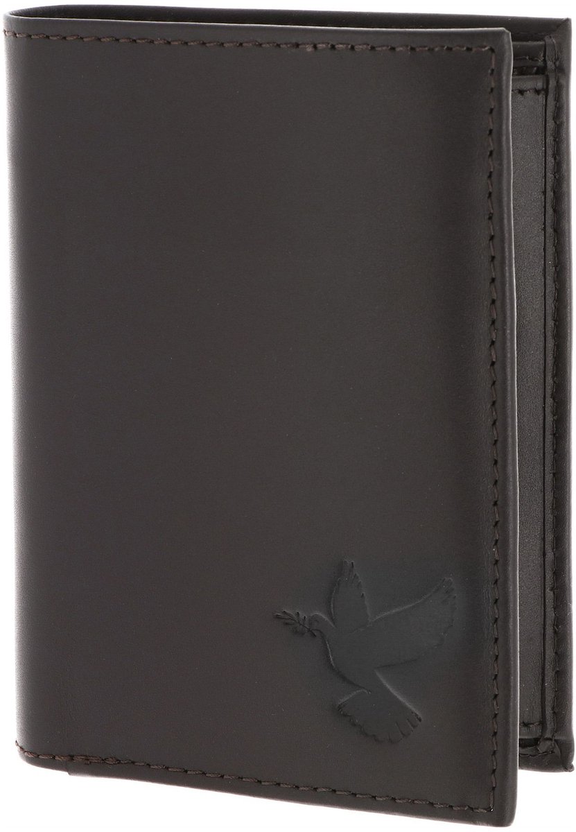 oxmox Leren portemonnee Leather RFID Protect Kombibörse Freedom Pigeon Embossed Brown donkerbruin