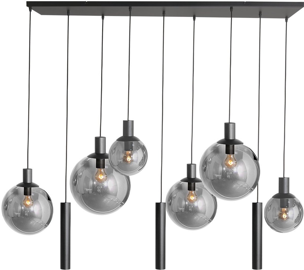 Steinhauer Hanglamp Bollique L 140cm B 25cm 9 Lichts 3798 Zwart