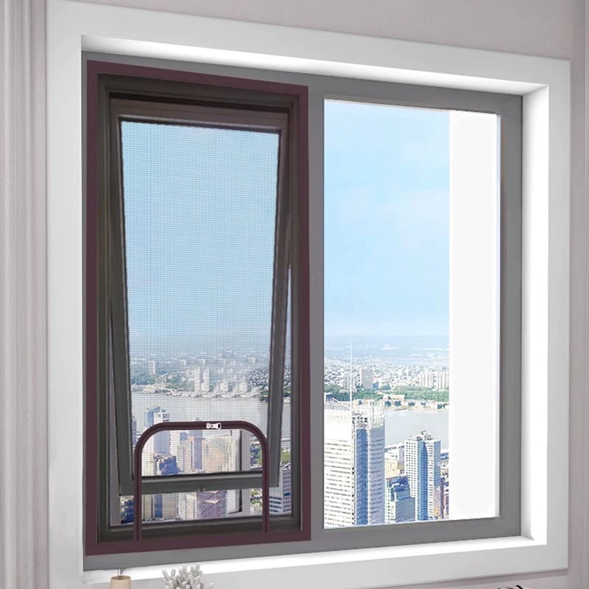 Raamhor - 60x80cm - Horrengaas Met Velcro Klittenband en Rits- Zelfklevend - Universele Ra