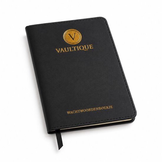 Vaultique SecureBook - Wachtwoordenboekje - A6 Pocket Formaat - Luxe PU Leer - Zwart