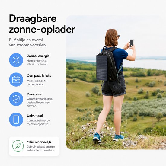 Sounix Opvouwbaar Zonnepaneel - 30W - USB C en USB - Dubbele Aansluiting - Noodpakket - Draagbaar Zonnepaneel - Mobiele Telefoon Oplader van Merkloos — afbeelding 4