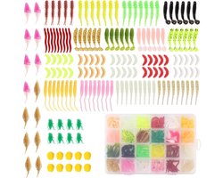 OriGlam 190pcs Fishing Topwater Lures Kits Mixed Lures Fishing Tackle Box, Soft Plastic Fishing Lures Bait Including Soft Worm Shrimp Corn Centipede for Bass Trout Zander Crappie