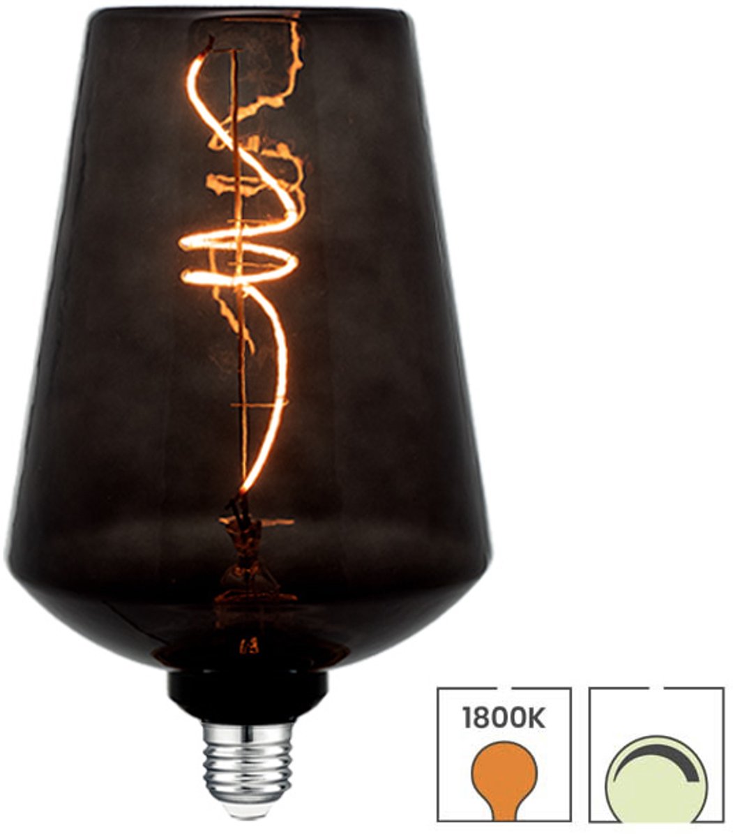 Lybardo DeepBlack - E27 LED lamp XL - 4W dimbaar - 1800K Extra Warmwit Licht - Ø 137 mm
