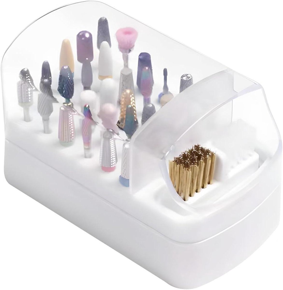 Nagelboor Organizer - Nagelhouder Reiniger - Manicure Hygiëne - 30 Gaten Opslag - 11 cm - Wit