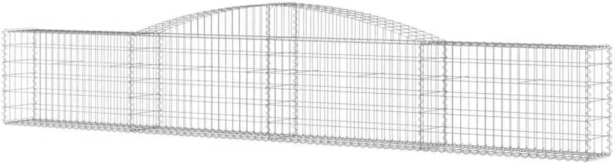 Schanskorven Hoge Boog - Tuinmuur Elementen - Tuin Afscheiding - Verzinkt IJzer Constructie - 400x30x60/80 cm - Zilver