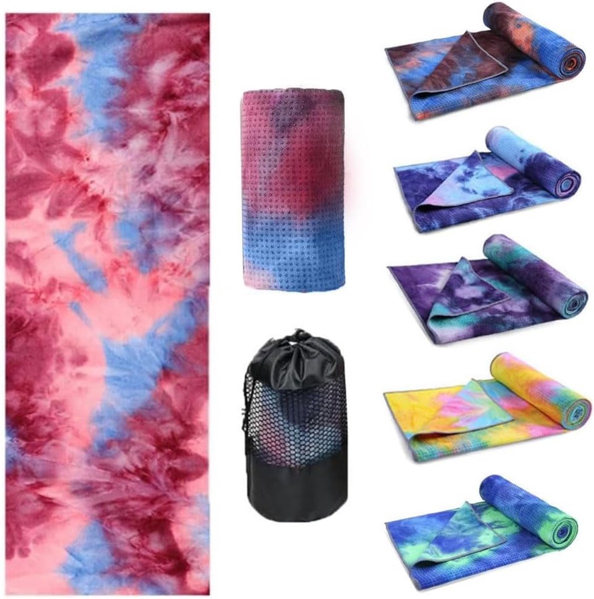 Non-slip yoga handdoek voor hete yoga, sneldrogend microvezel, ademend en superzacht, inclusief draagtas