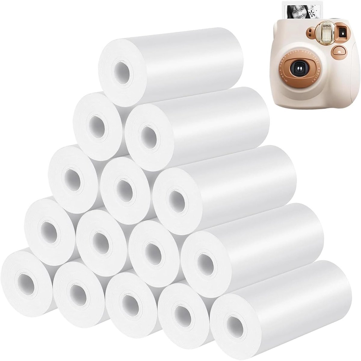 Thermisch papier voor kindercamera's, 57mm x 25mm x 7m, ideaal voor fotoafdrukken, wit, geschikt voor instant camera's en creatieve projecten