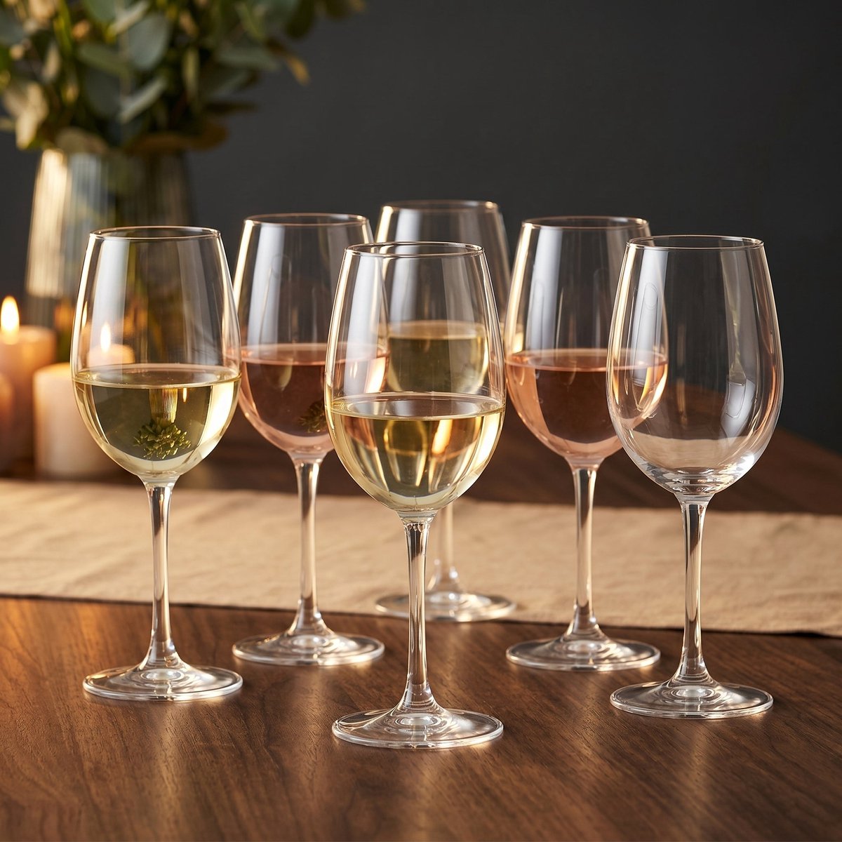 Cheqo® Wijnglazen Set van 6 Stuks - Witte Wijn Glazen op Voet - Rode Wijn Glazen - Kristalglas - Vaatwasserbestendig - Luxe Wijnglazen - Drinkglazen - Loodvrij Glas - Helder Transparant Glas - Feestglazen - Tafelglazen - Glazenset