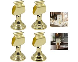 4stuks- menuclips-tafelclip - prijskaartjesclip - tafeldisplayclip - plaatskaarthouder-standaard - kaartclip - fotoclip - memoclip - goudkleurig - 4,3*2,5 cm - Geschikt voor foto's, bordjes met eten, notities, bruiloften, restaurants en verjaardagen