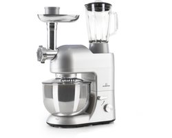 Klarstein Blender Knetmaschine keukenmachine met Fleischwolf, 2000W Teigmaschine klein, 6 standen, Schneebesen - & Knethaken, planetair , roermachine met Mixer, keukenmachines met 5L kom - 1800W 5,2L - voor Keuken - RVS - Standmixer